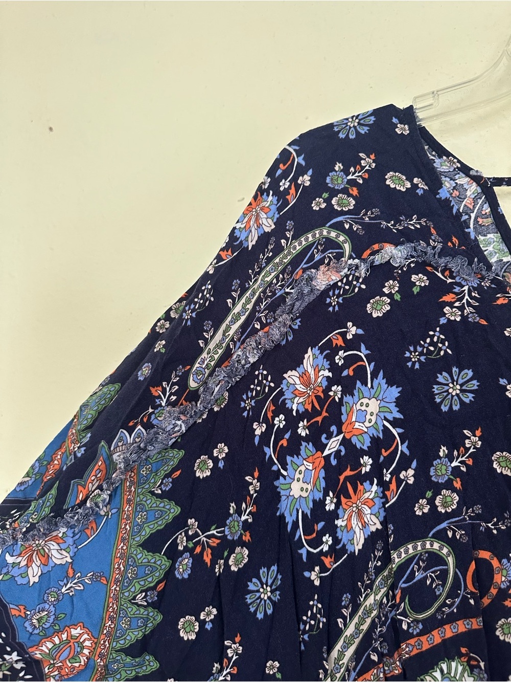 Boho Floral Navy Maxi Dress with V-Neck EUC - Picture 3 of 8